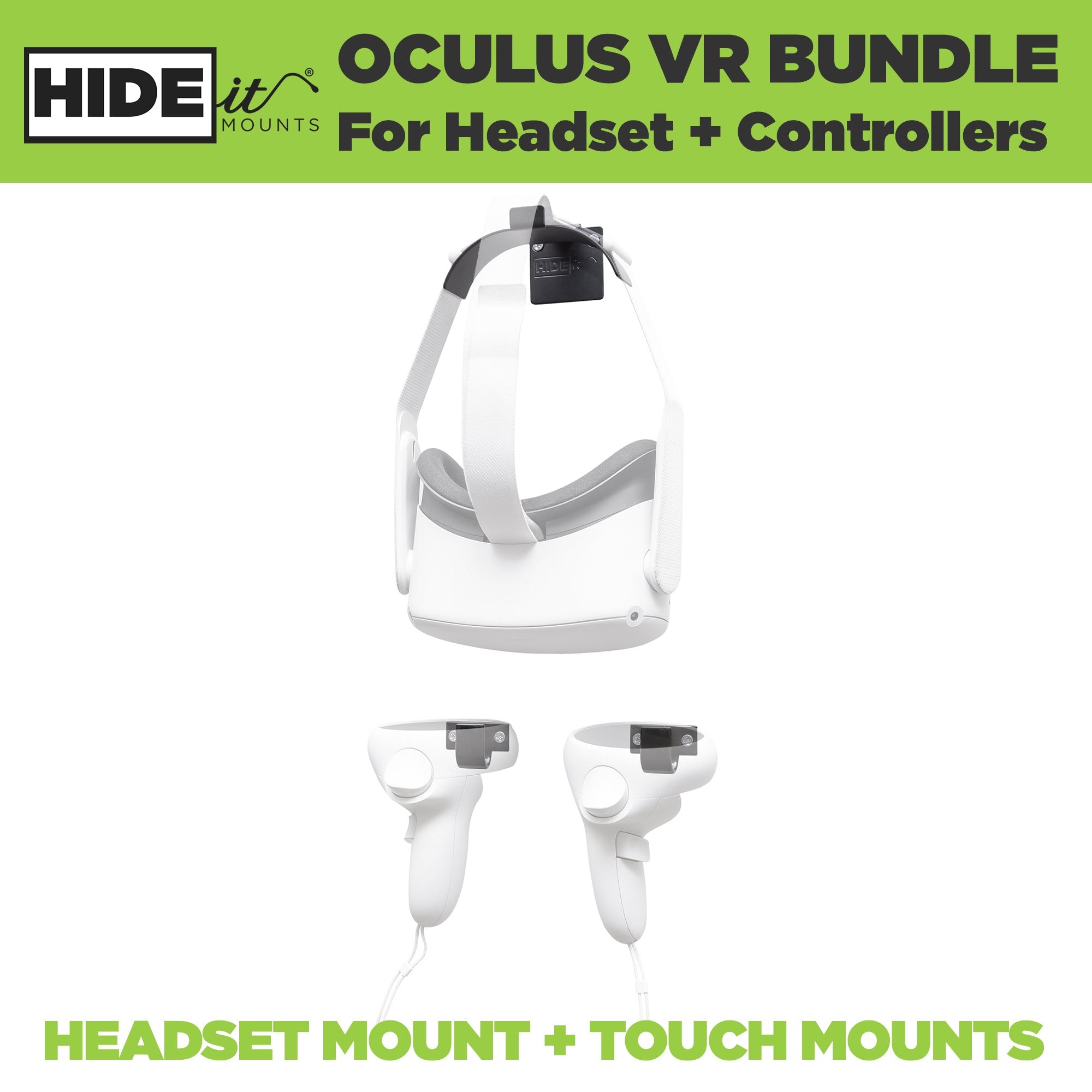 HIDEit Wall Mounts for Oculus Quest VR Headset and Oculus Touch Controllers