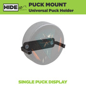 2. HIDEit Mounts Puck universal hockey puck holder product image with ghosted hockey puck.