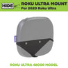 Greyed out 2020 Roku Ultra shown in a steel HIDEit Mount designed for the Roku Ultra 4800R.