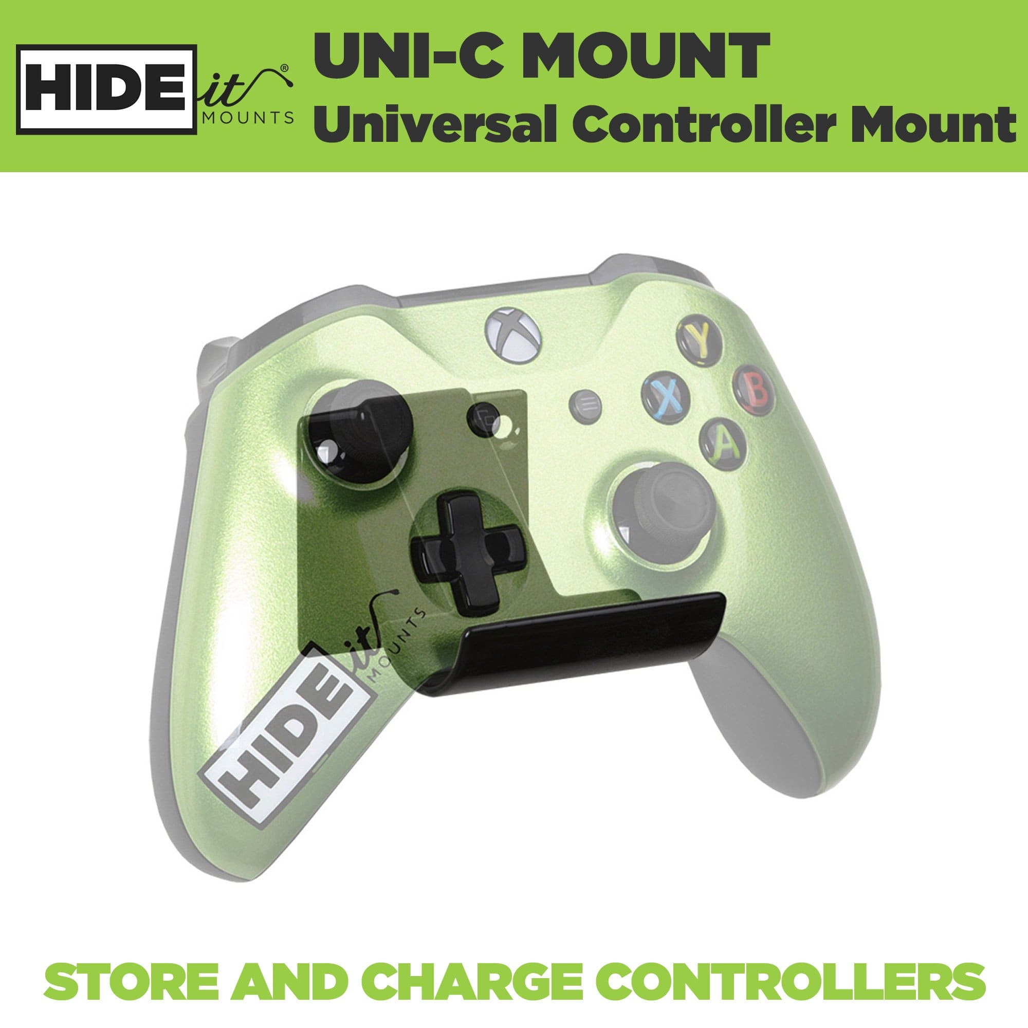 Xbox controller mounted in HIDEit Universal Controller Wall Mount.