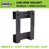 HIDEit Uni-MW Mount. Adjustable height 10-13.95” and depth 2.5-3.75" A mount for a cable box
