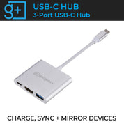 USB-C Hub has 3 ports to support charging, syncing and mirroring devices.
