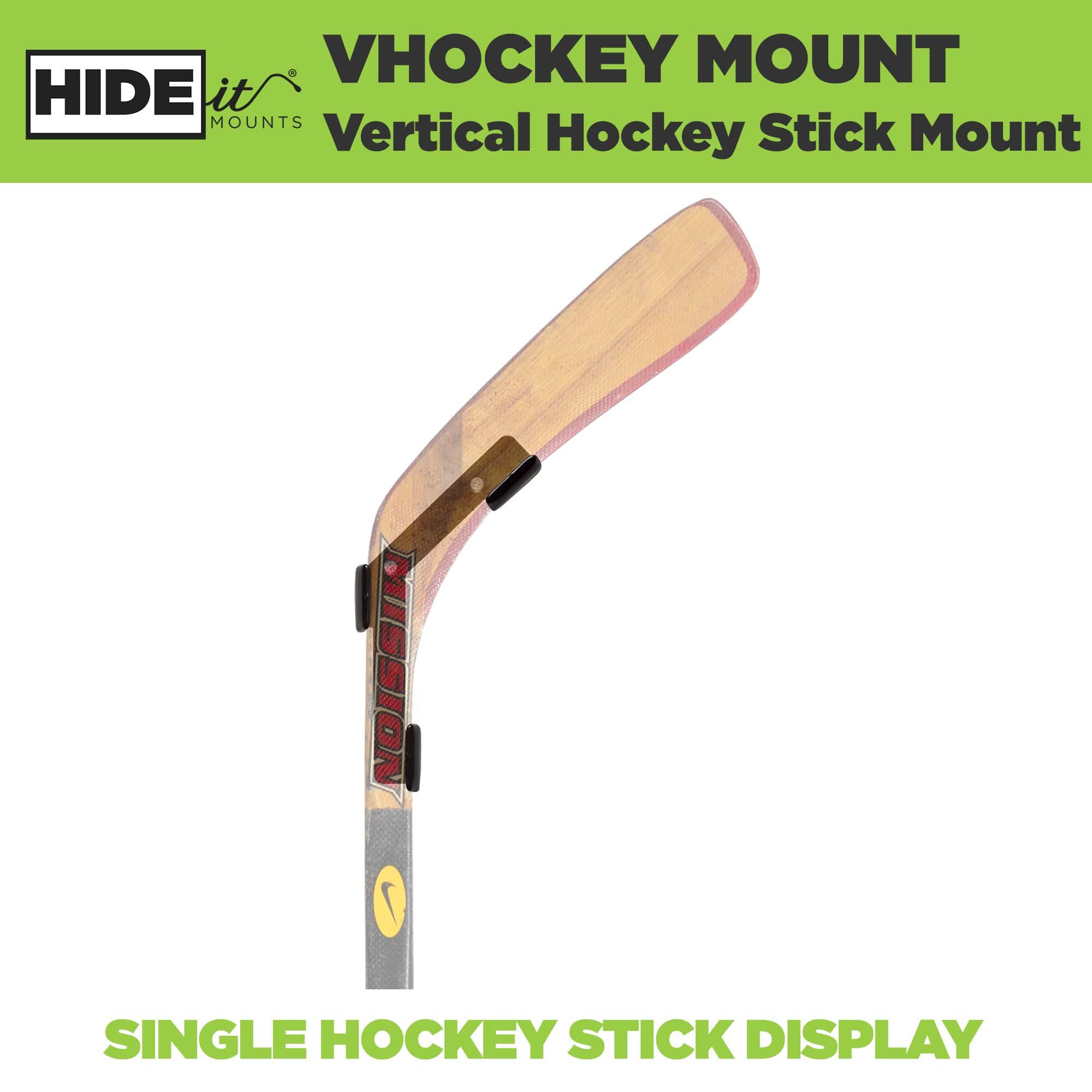 Greyed out hockey stick in the HIDEit VHockey Mount - Vertical display for hockey sticks.