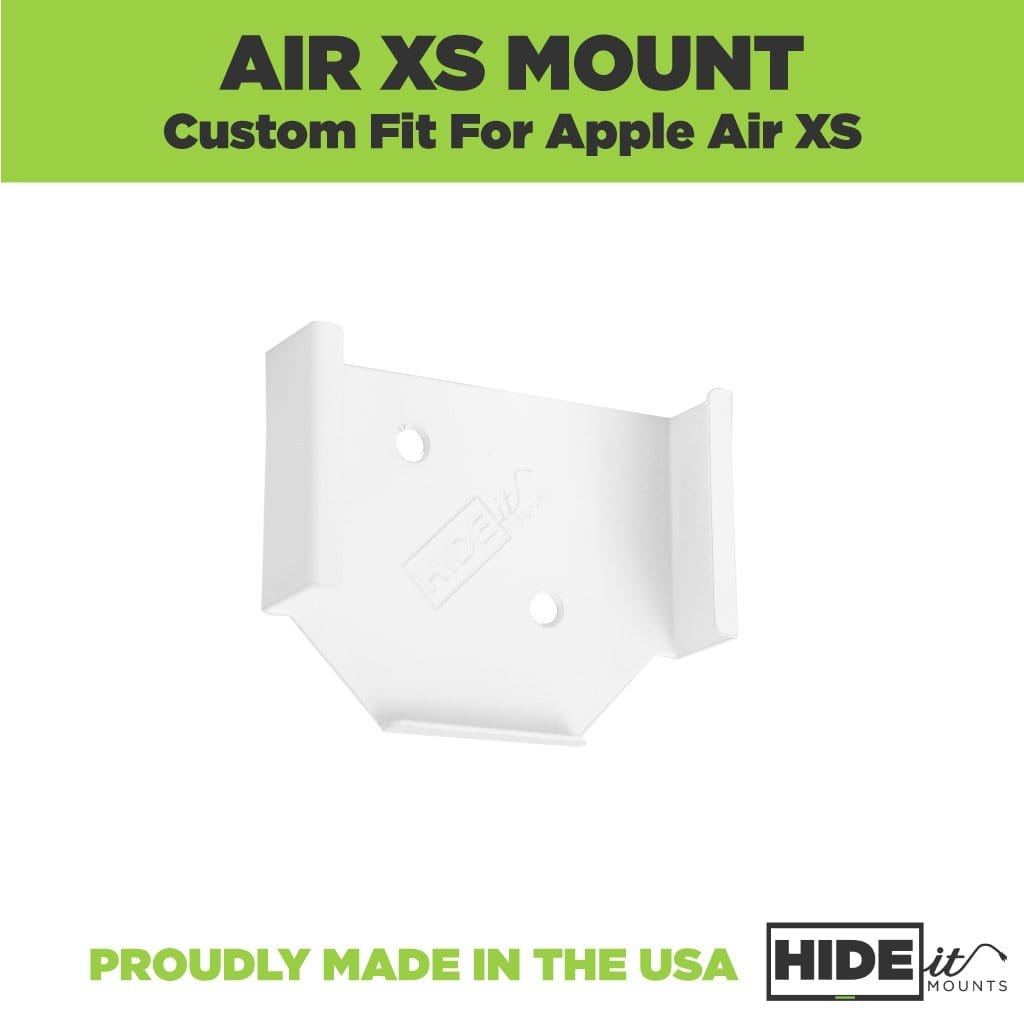 AirPort Express wall mount made by HIDEit Mounts from powder-coated steel.