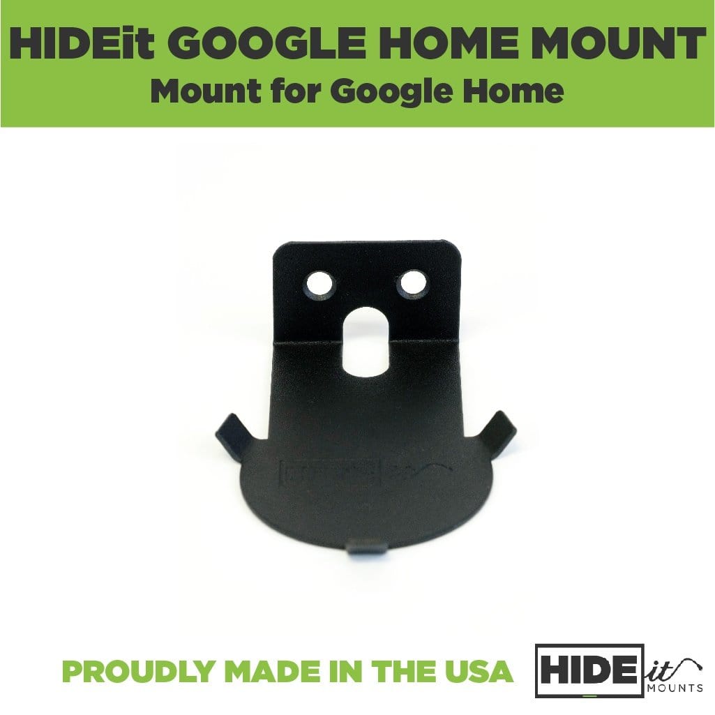 Black HIDEit Home Wall Mount made to securely hold the Google Home in place.