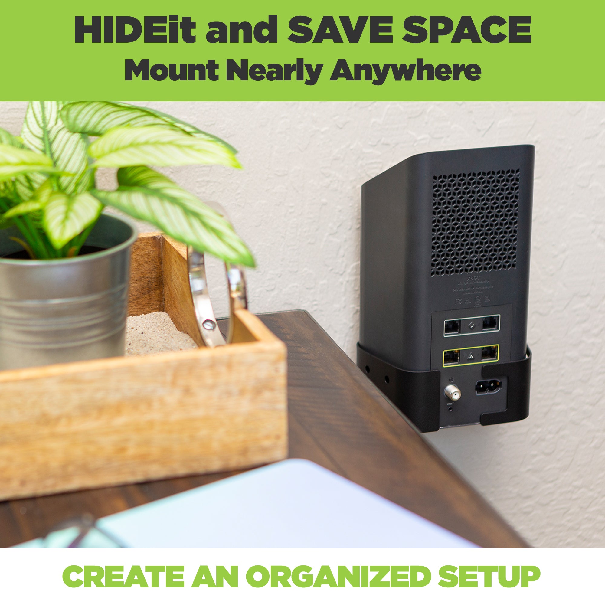 Wall mount Xfinity router with the HIDEit XB6 Wall Mount and create an organized setup.
