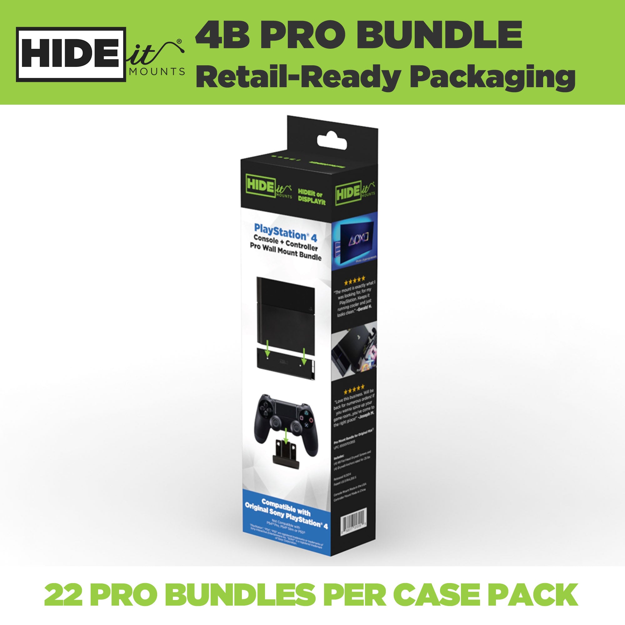 W - HIDEit 4B Retail Packaging | Original PS4 Mounts in Retail Packaging
