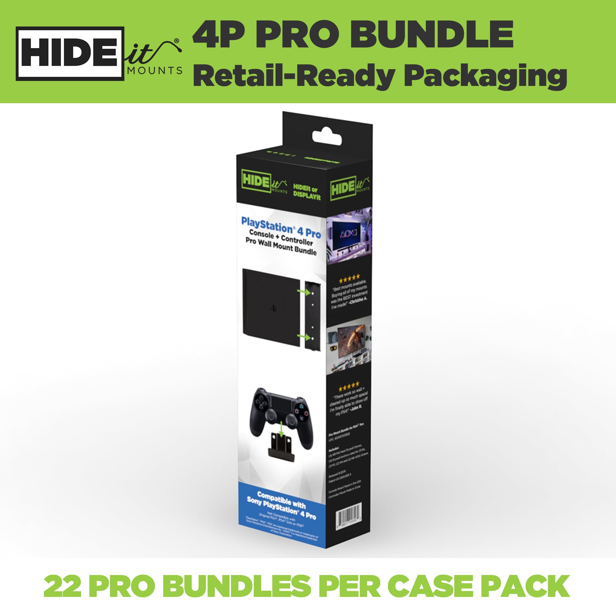 W - HIDEit 4P Retail Packaging | PS4 Pro Mounts in Retail Packaging