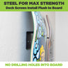 Side view of two custom skateboard decks wall mounted in the HIDEit Mount for Skateboard Decks. 