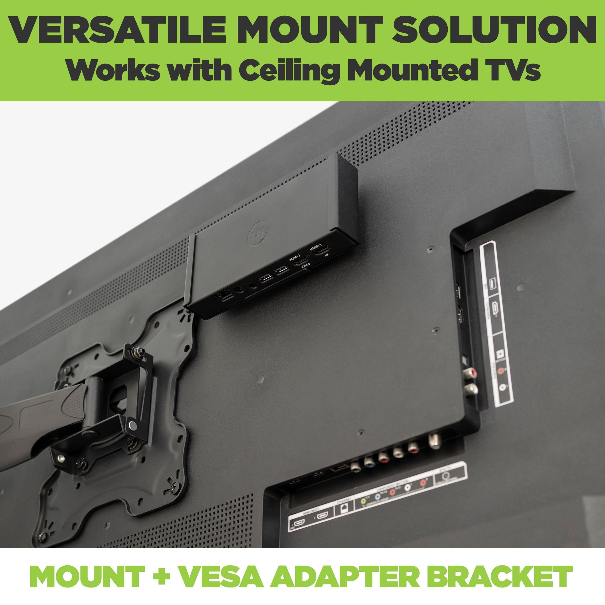 VESA Mount the Solstice Pod by Mersive Technologies to the back of a ceiling mounted TV with the HIDEit Solstice Pod Mount and VESA Adapter bracket.