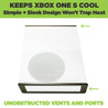 Xbox One S wall mount by HIDEit Mounts keeps console cool.