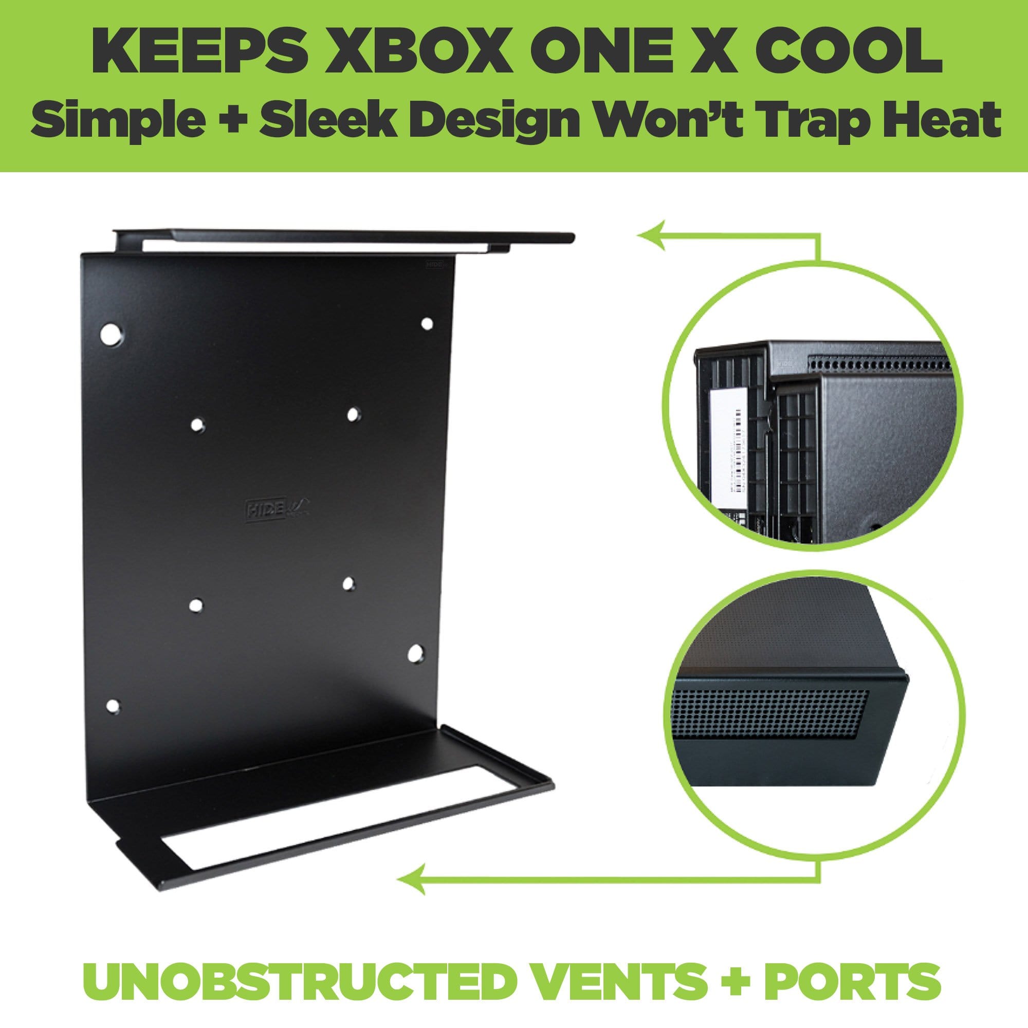 HIDEit wall hanging mount, under-desk mount, and VESA mount keeps X1X cool with proper ventilation.