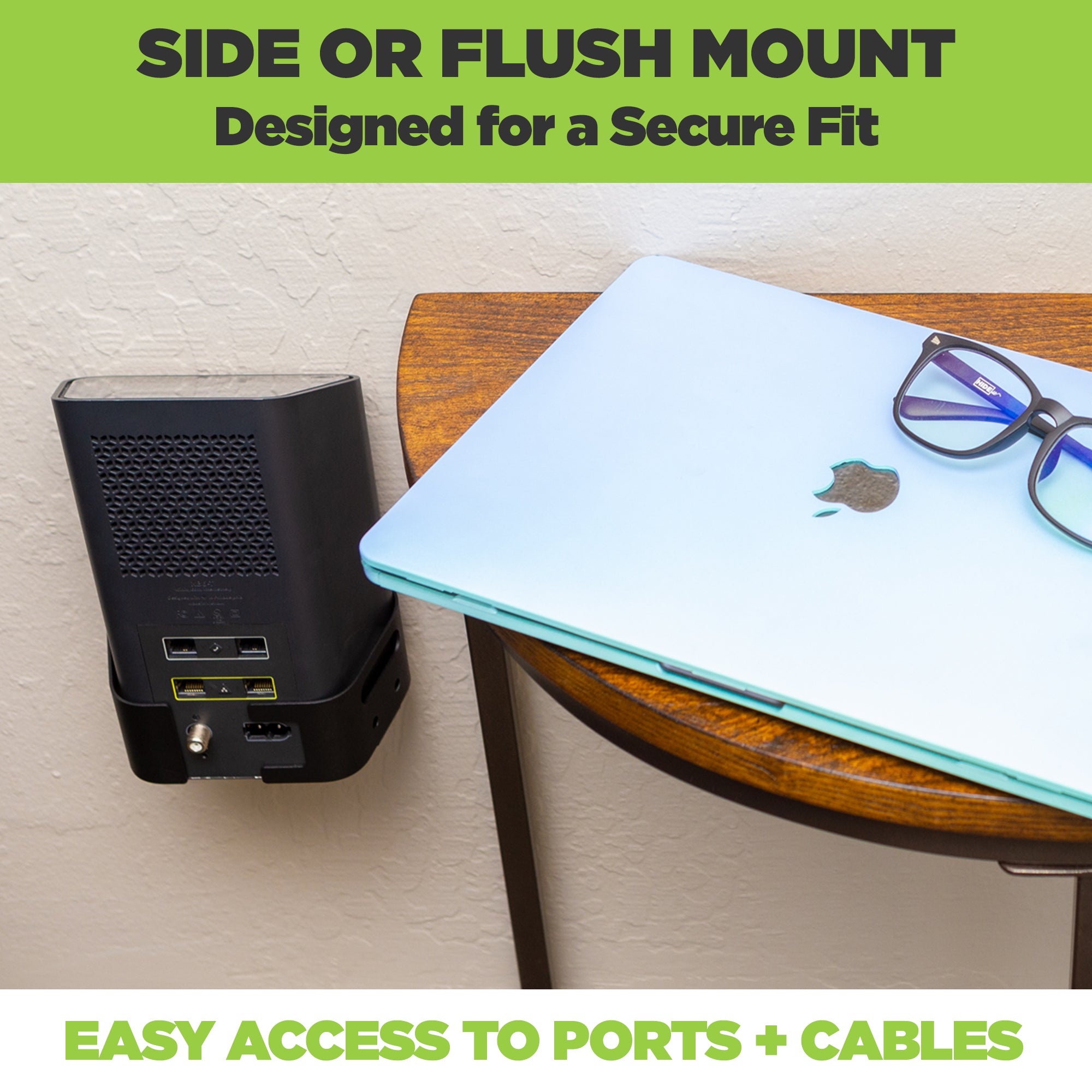 With the HIDEit xFi Gateway Mount you can mount your Xfinity router on the side or front of the device. Mount behind the TV for a sleek media setup.