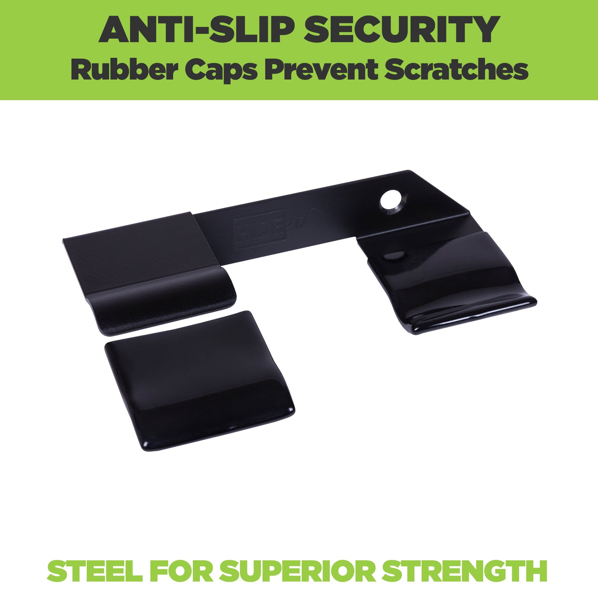 Rubber caps are included with the horizontal bat holder to prevent damage and scratching.