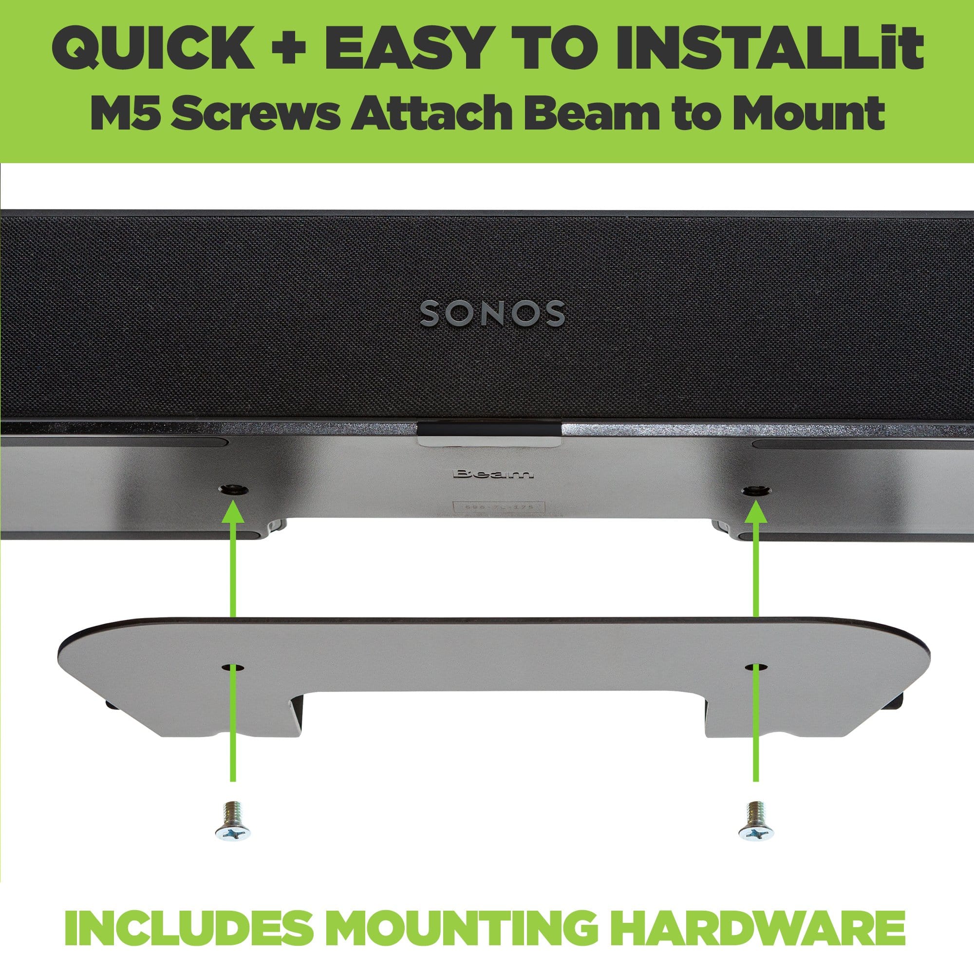 Sonos Beam Wall Mount is easy to install and uses the Sonos Beam Soundbar's existing mounting holes.