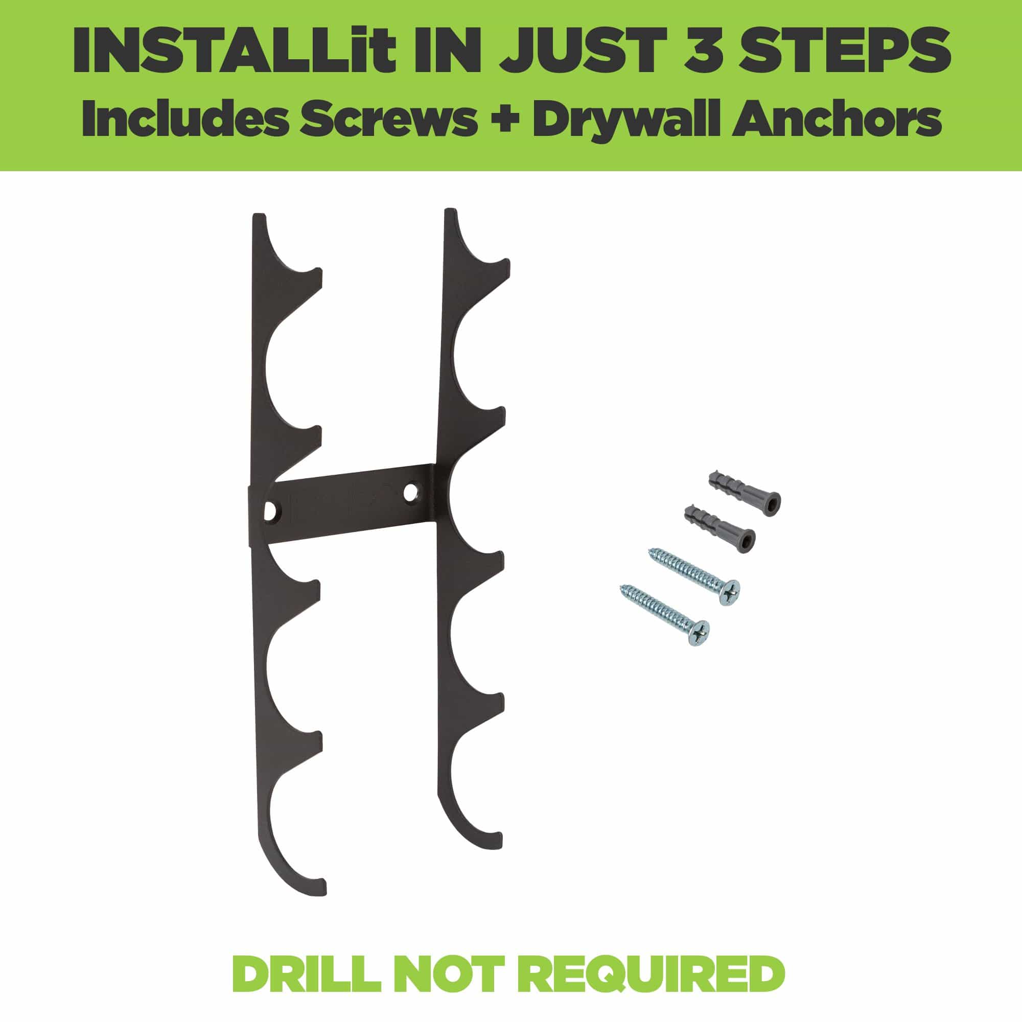 HIDEit Mini Bat Mount installs in 3 easy steps and comes with all necessary hardware. Drill not required.