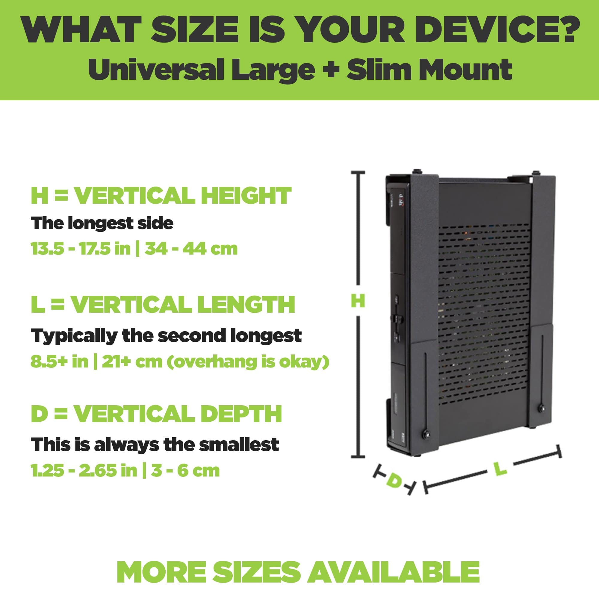 Large electronic device securely held in an adjustable HIDEit wall mount for bulky electronic devices.