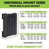Universal Mount and Adjustable Mount dimensions chart for HIDEit Universal + Adjustable Mounts.