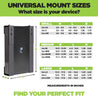 Universal Mount size chart for components of all sizes.
