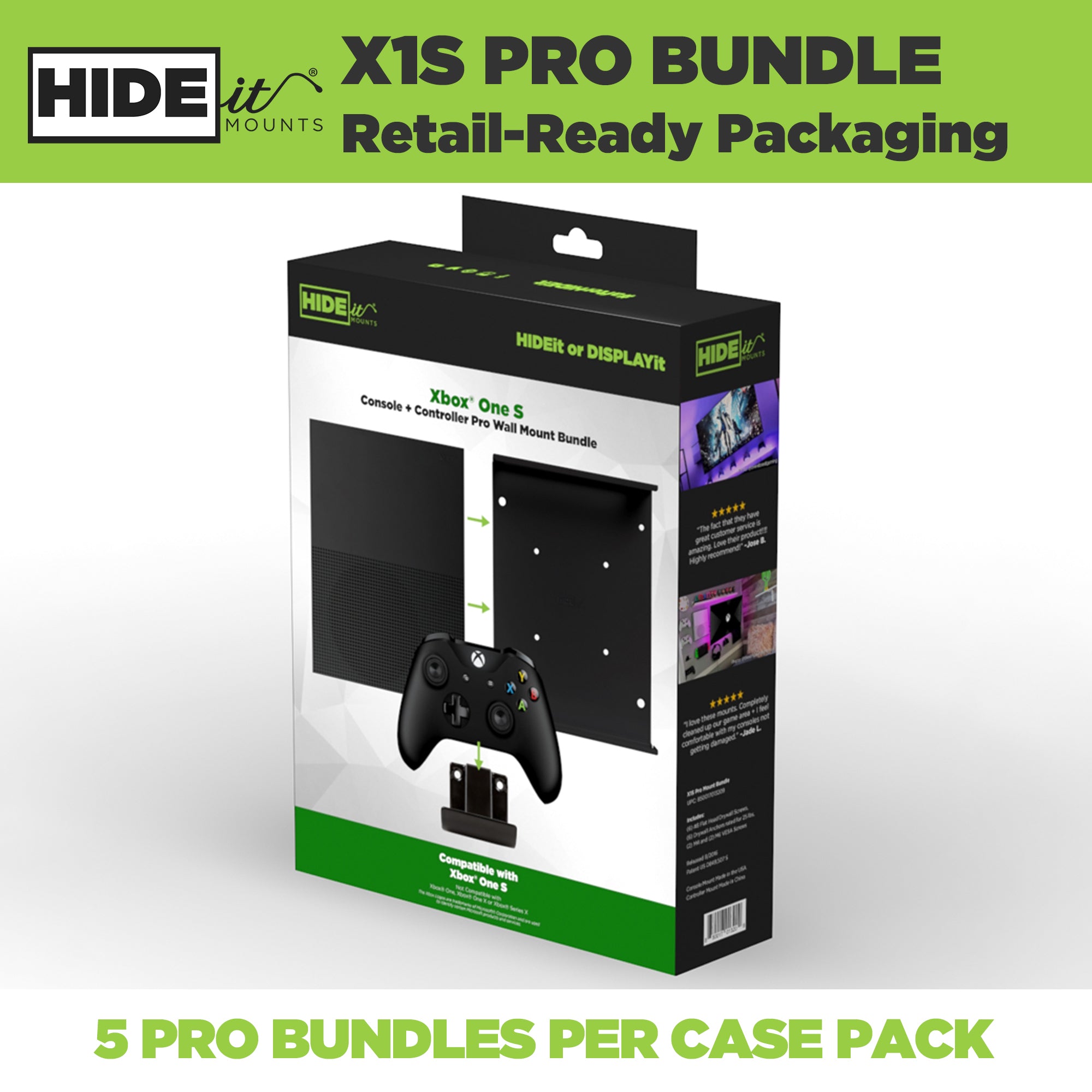 W - HIDEit Xbox One S Retail Packaging | Xbox One S Mounts in Retail Packaging