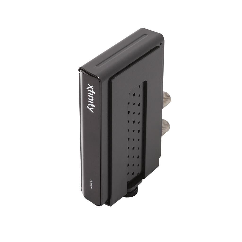 Xfinity client box mounted in HIDEit extra small adjustable component mount.